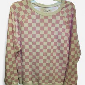 Pink and white checkered sweatshirt